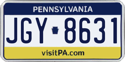 PA license plate JGY8631