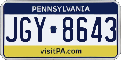 PA license plate JGY8643
