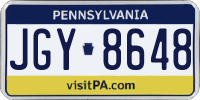 PA license plate JGY8648