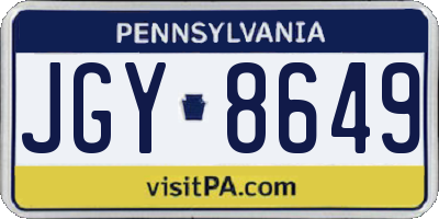 PA license plate JGY8649