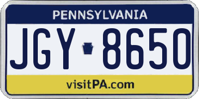 PA license plate JGY8650