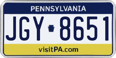 PA license plate JGY8651