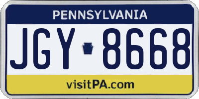 PA license plate JGY8668