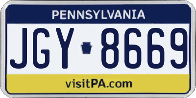 PA license plate JGY8669