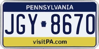 PA license plate JGY8670