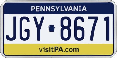 PA license plate JGY8671