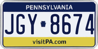 PA license plate JGY8674