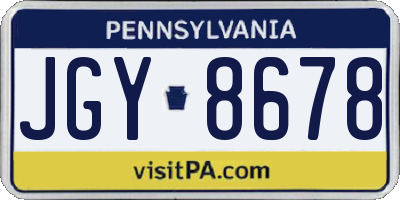 PA license plate JGY8678