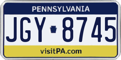 PA license plate JGY8745