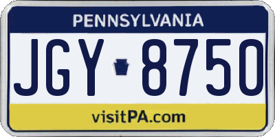 PA license plate JGY8750