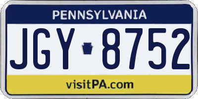 PA license plate JGY8752