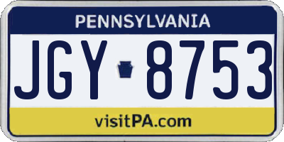 PA license plate JGY8753