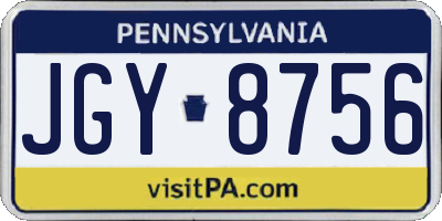 PA license plate JGY8756