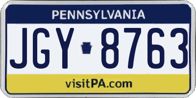 PA license plate JGY8763