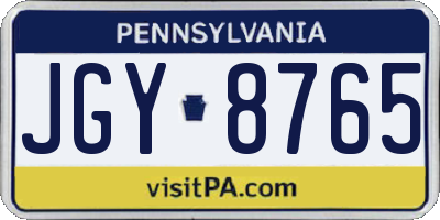 PA license plate JGY8765