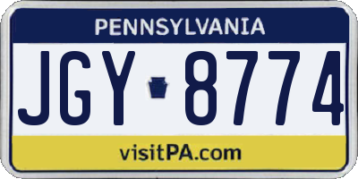 PA license plate JGY8774