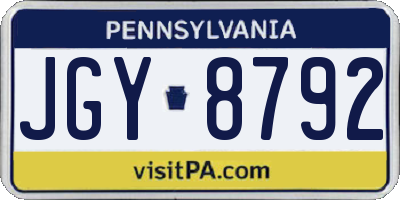 PA license plate JGY8792