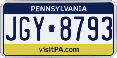 PA license plate JGY8793