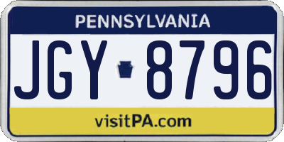 PA license plate JGY8796