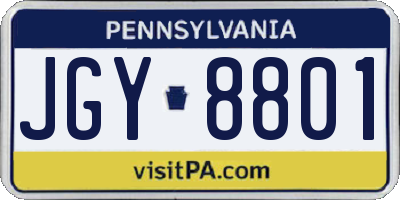 PA license plate JGY8801