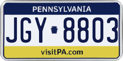 PA license plate JGY8803