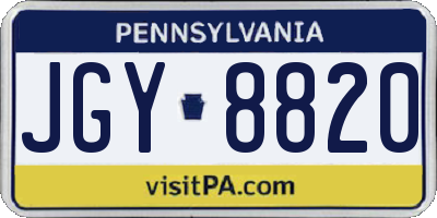 PA license plate JGY8820