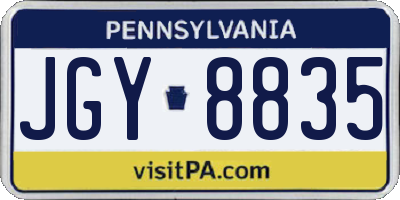 PA license plate JGY8835