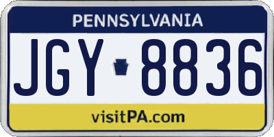 PA license plate JGY8836