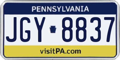 PA license plate JGY8837