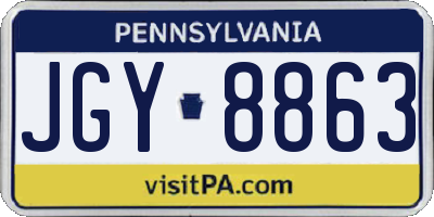 PA license plate JGY8863