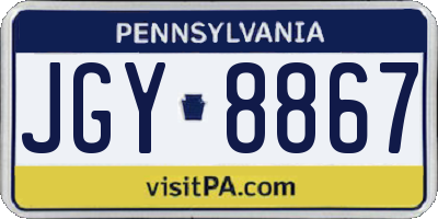 PA license plate JGY8867