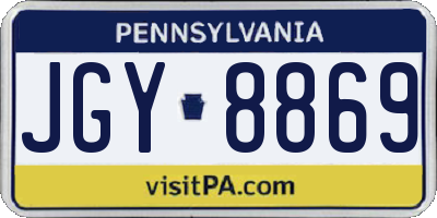 PA license plate JGY8869