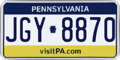 PA license plate JGY8870