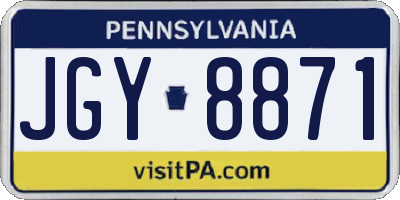 PA license plate JGY8871