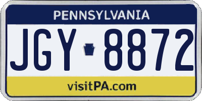 PA license plate JGY8872