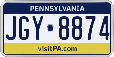PA license plate JGY8874