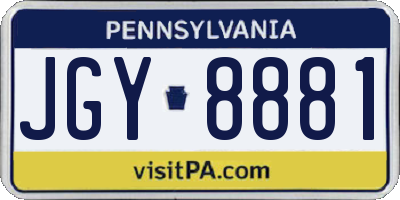 PA license plate JGY8881