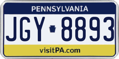 PA license plate JGY8893