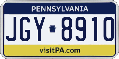 PA license plate JGY8910