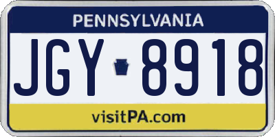 PA license plate JGY8918