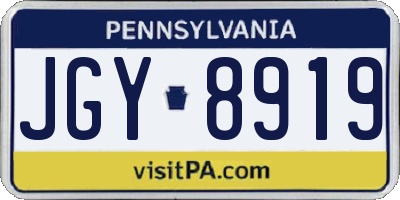 PA license plate JGY8919