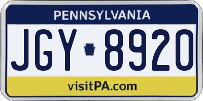 PA license plate JGY8920