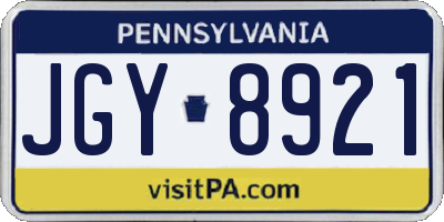 PA license plate JGY8921