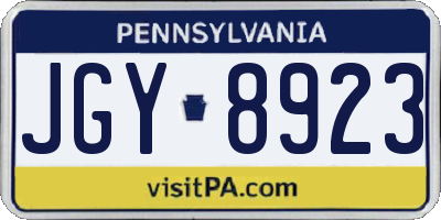 PA license plate JGY8923
