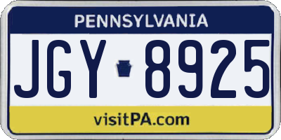 PA license plate JGY8925