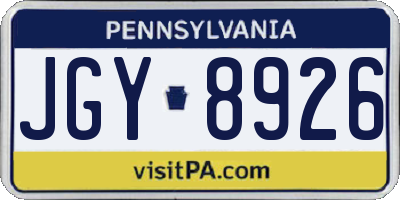 PA license plate JGY8926