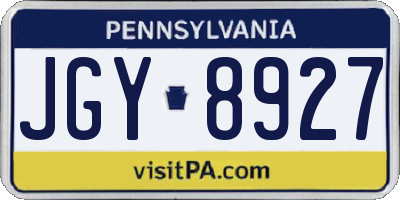 PA license plate JGY8927