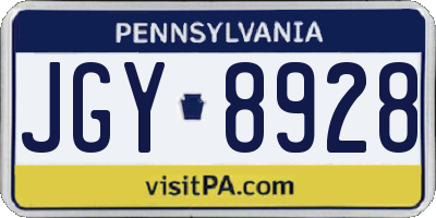 PA license plate JGY8928