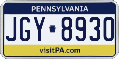 PA license plate JGY8930