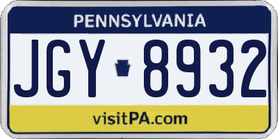 PA license plate JGY8932